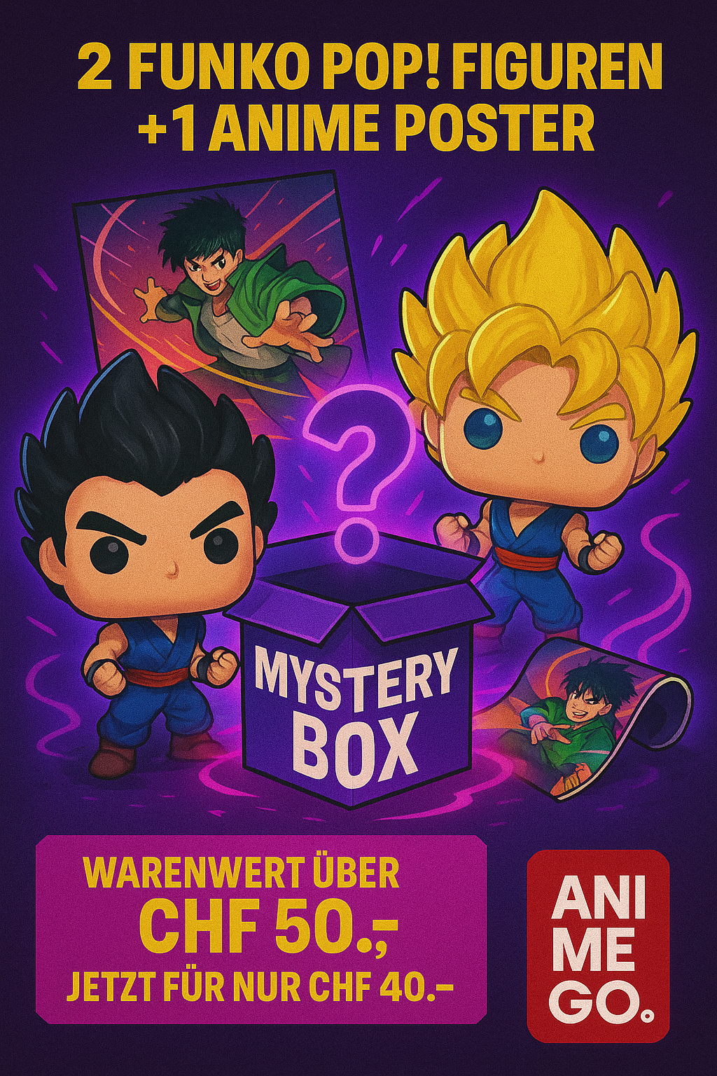 Coffret Mystère Standard – 2 Funko Pops + 1 Poster