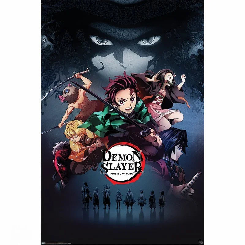Demon Slayer Poster – Gruppe mit Tanjiro, 9 Säulen & Muzan – 91,5 x 61 cm.