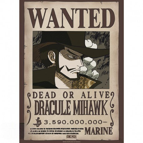 One Piece Poster - Wanted Mihawk Wano | 52 x 38 cm - Hochwertiger Glanzdruck - AnimeGo