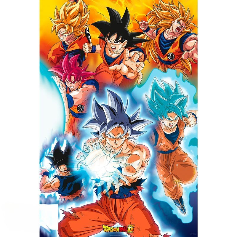 Dragon Ball Super Poster – Goku Transformations | 91,5 x 61 cm - AnimeGo