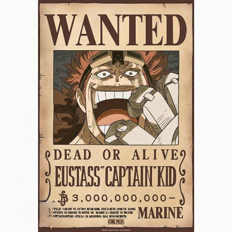 One Piece Poster - Wanted Eustass Kid Wano | 52 x 38 cm - Hochwertiger Glanzdruck - AnimeGo