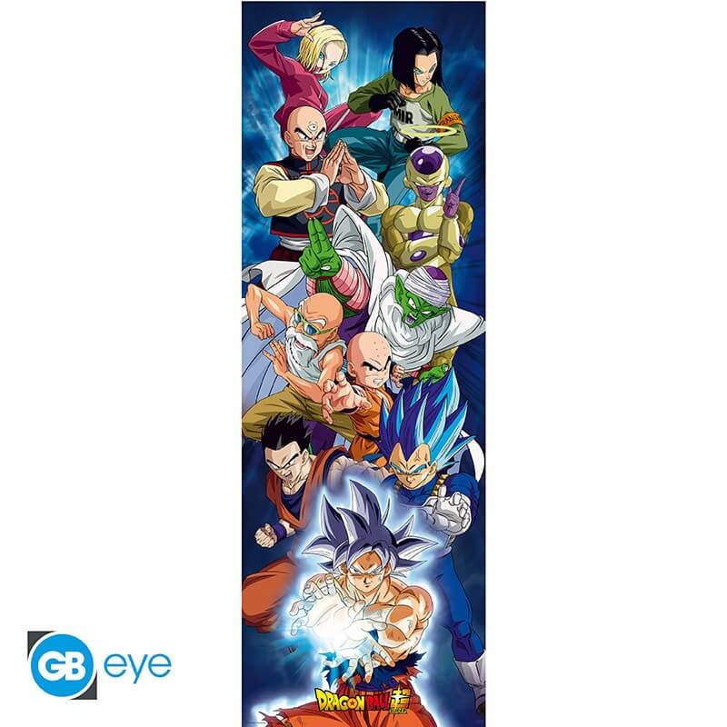 Dragon Ball Türposter mit Saiyajins und Charakteren aus der Serie, perfektes Sammelstück für Fans und Anime-Liebhaber.