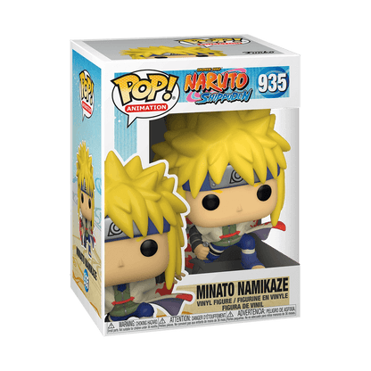 Funko Pop! Figur von Minato Namikaze im Fensterbox, dem vierten Hokage aus Naruto Shippuden. 9 cm Vinylfigur in ikonischer Pose.