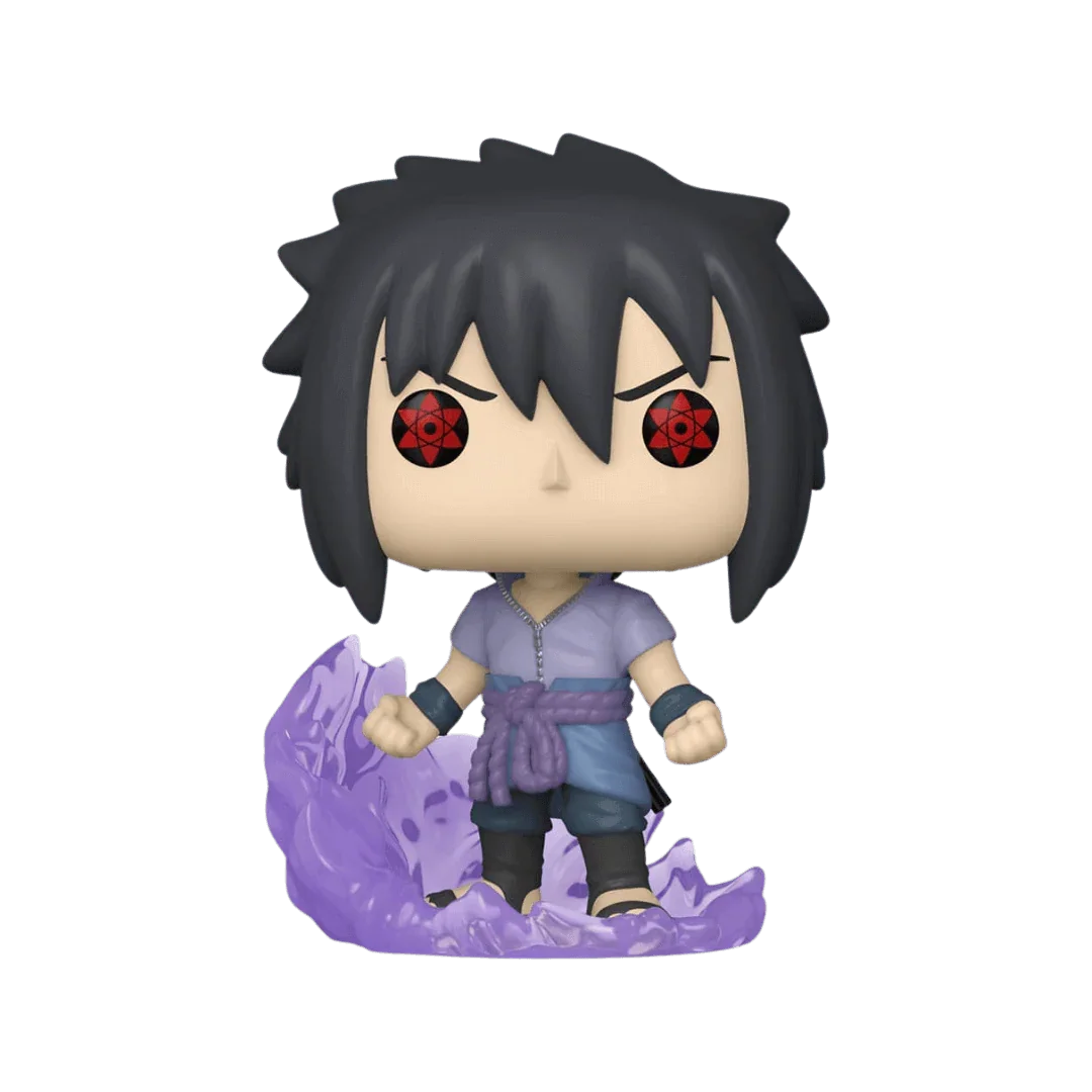 Funko Pop Sasuke Figur originalverpackt, 9 cm, auf weißem Hintergrund.