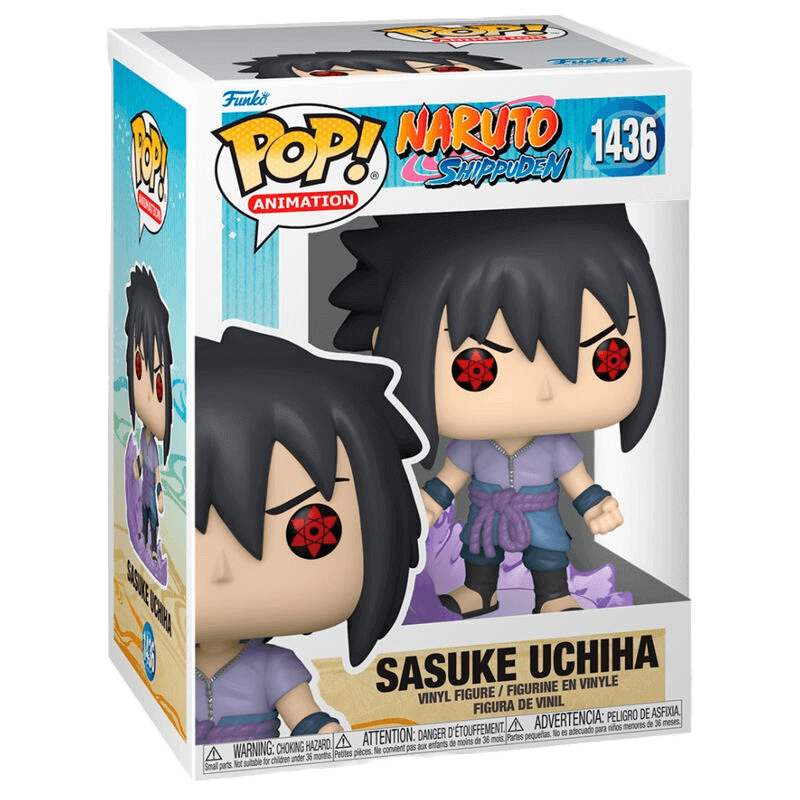 Funko Pop! Figur von Sasuke Uchiha im Fensterbox mit der ersten Form seines Susano’o aus Naruto Shippuden. 9 cm Vinylfigur in epischer Pose.