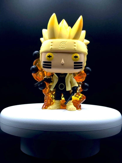 Naruto Uzumaki Funko Pop figure with orange flames, showcasing vibrant details and iconic pose from Naruto Shippuden.