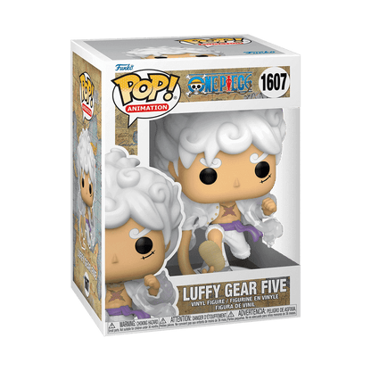 Funko Pop! Luffy Gear Five Figur im Fensterbox aus One Piece. 9 cm Vinylfigur, inklusive Glow-in-the-Dark Chase-Variante.