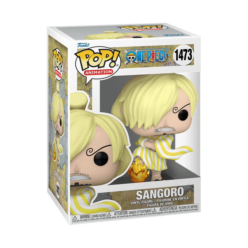 Funko Pop! Sangoro (Sanji) im Wano-Outfit im Fensterbox aus One Piece. 9 cm Vinylfigur, perfekt für One Piece-Sammler und Fans der Strohhut-Piraten.