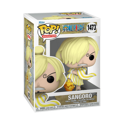 Funko Pop! Sangoro (Sanji) im Wano-Outfit im Fensterbox aus One Piece. 9 cm Vinylfigur, perfekt für One Piece-Sammler und Fans der Strohhut-Piraten.