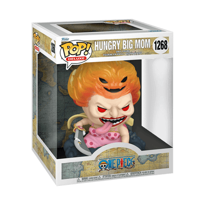 Funko Pop! Deluxe – Hungry Big Mom im Fensterbox, 17,4 cm Vinylfigur mit Big Mom und ihren Homies aus One Piece.