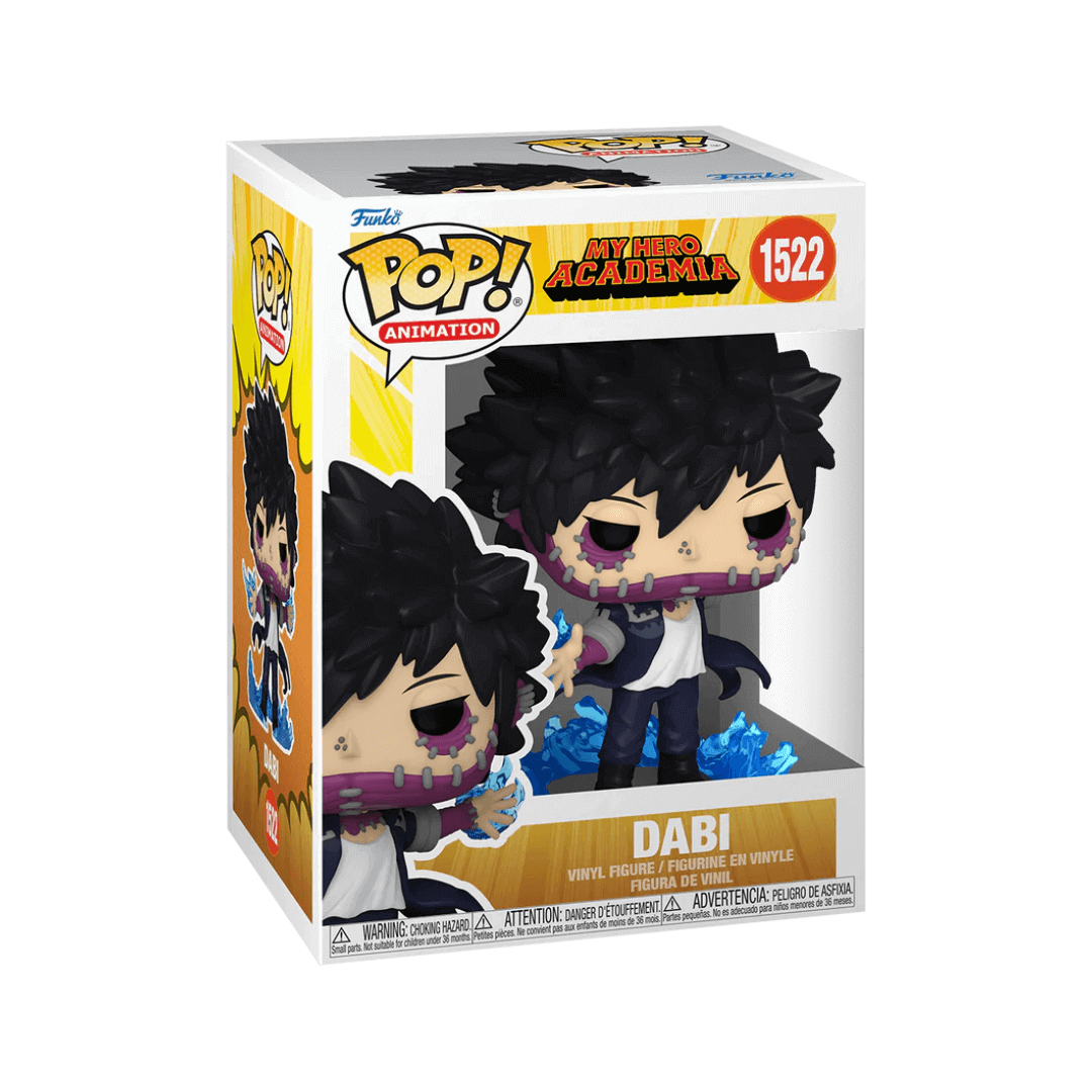 Funko Pop! My Hero Academia Dabi Vinyl Figur in Fensterbox, 11,7 cm groß mit Flammen-Details.