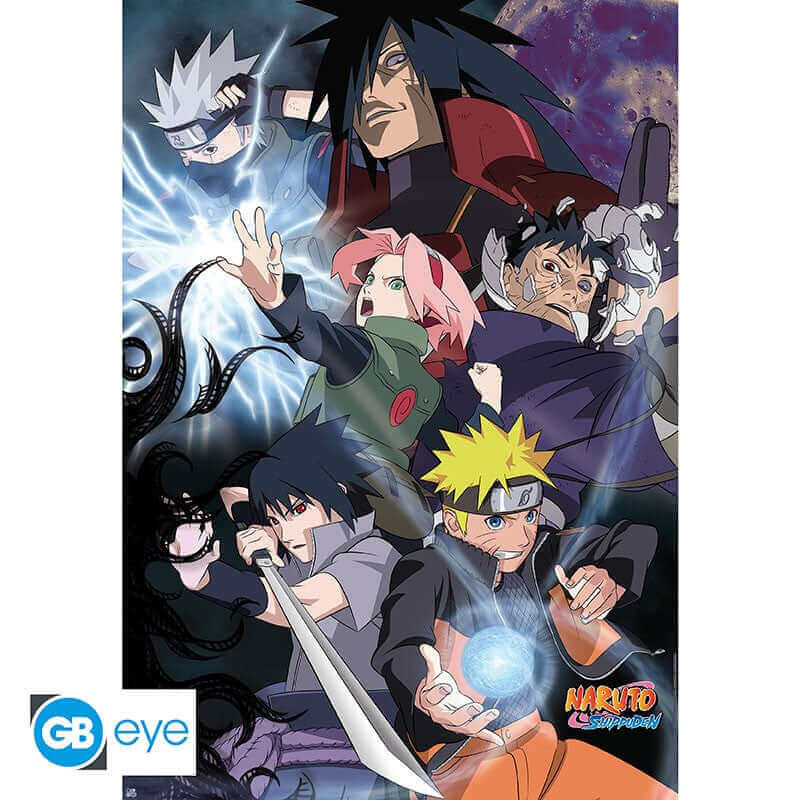 Naruto Shippuden Poster – Naruto und Sasuke kämpfen im Großen Ninja-Krieg | 91,5 x 61 cm, hochwertiger Druck auf Glanzpapier, AnimeGo Schweiz