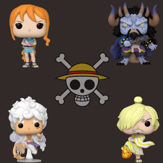 One Piece Funko Pop 4er-Set mit Luffy, Nami, Sanji & Kaido – originalverpackt in Fensterboxen. AnimeGo