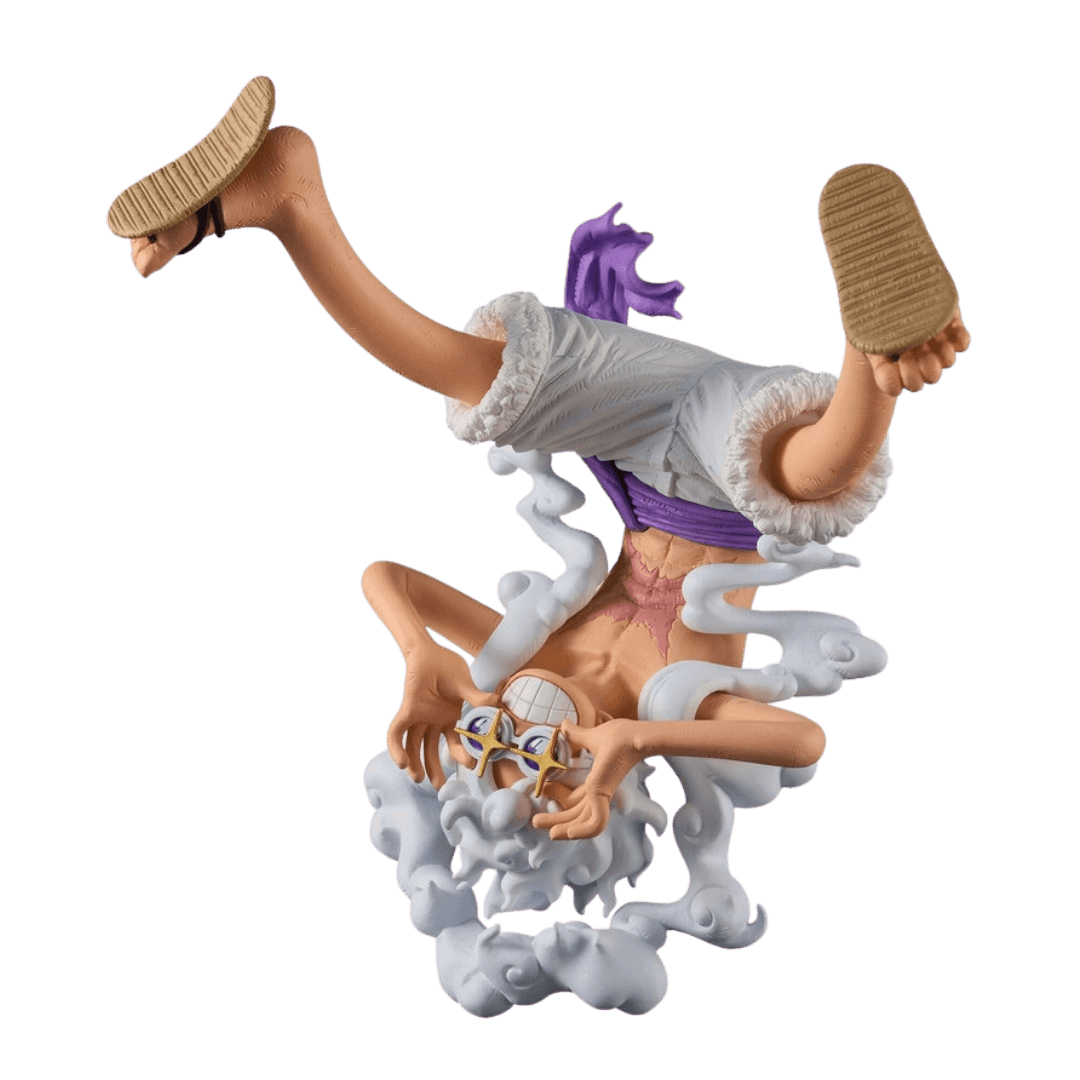 One Piece King of Artist Monkey D. Luffy Gear 5 Figur – 15 cm PVC von Banpresto. Figur von der Seite.