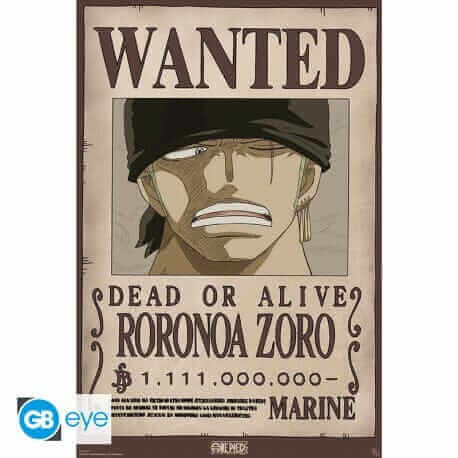 One Piece Wanted-Poster von Roronoa Zoro im Wano-Arc, hochwertiger Glanzdruck, 91,5 x 61 cm - AnimeGo