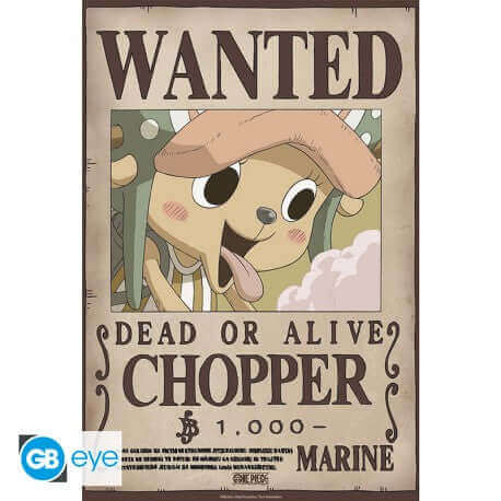 One Piece Poster - Wanted Chopper Wano | 52 x 38 cm - Hochwertiger Glanzdruck - AnimeGo