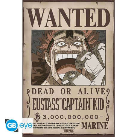 One Piece Poster - Wanted Eustass Kid Wano | 52 x 38 cm - Hochwertiger Glanzdruck - AnimeGo