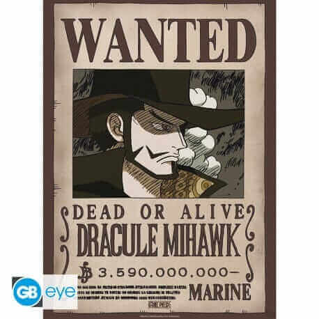 One Piece Poster - Wanted Mihawk Wano | 52 x 38 cm - Hochwertiger Glanzdruck - AnimeGo